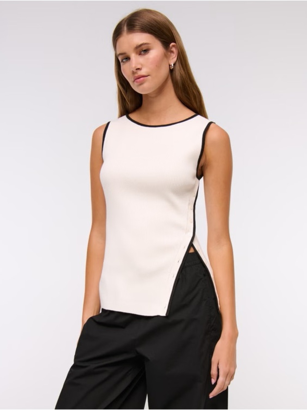 Abercrombie & Fitch White Asymmetrical Sweater Tank
